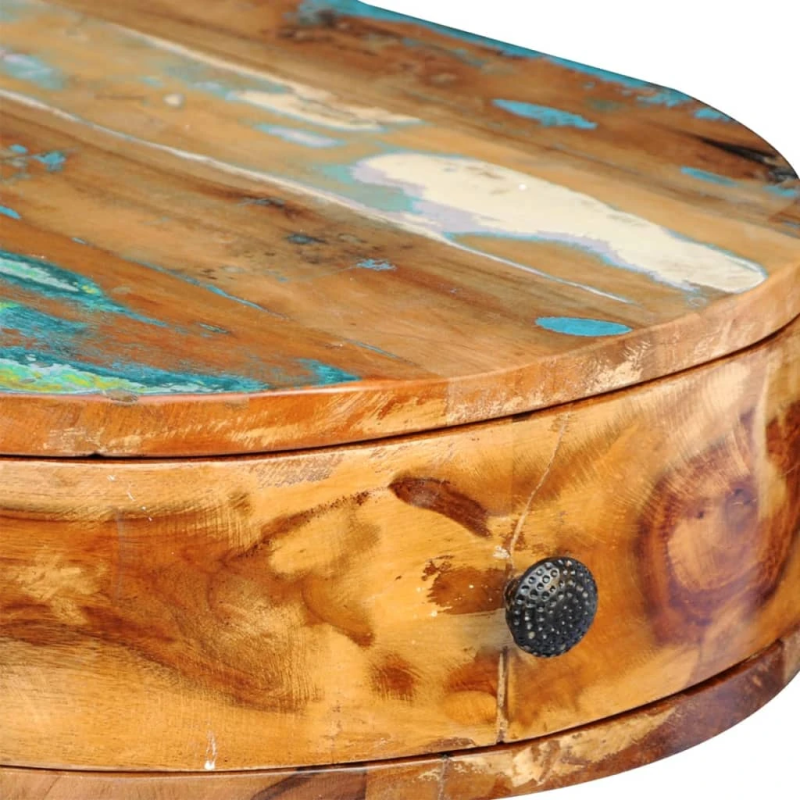 vidaXL rakstāmgalds, pārstrādāts masīvkoks ar dzelzs kājām