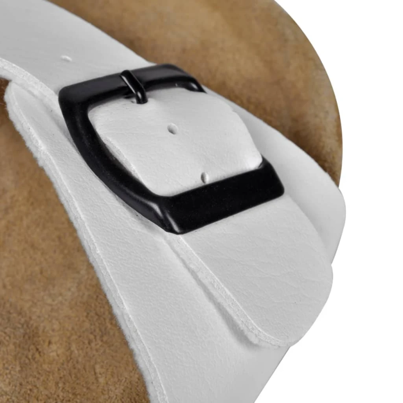 vidaXL sieviešu sandales ar korķa zoli un 1 sprādzi, baltas, 36. izm.