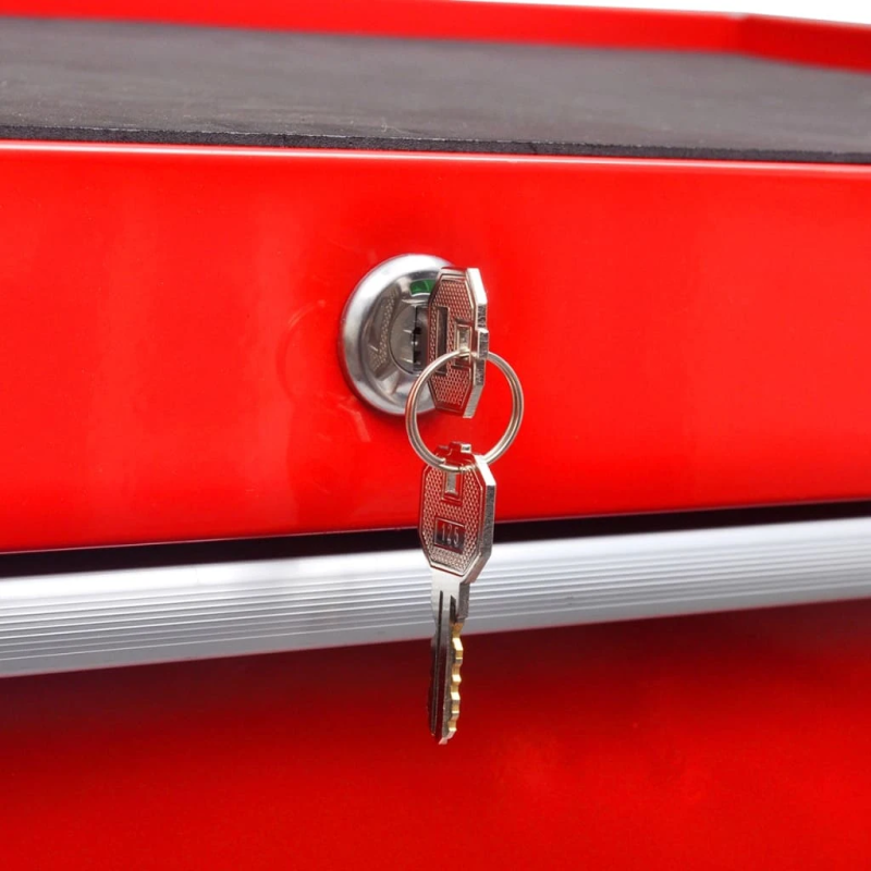 Sarkani instrumentu ratiņi ar 5 atvilktnēm