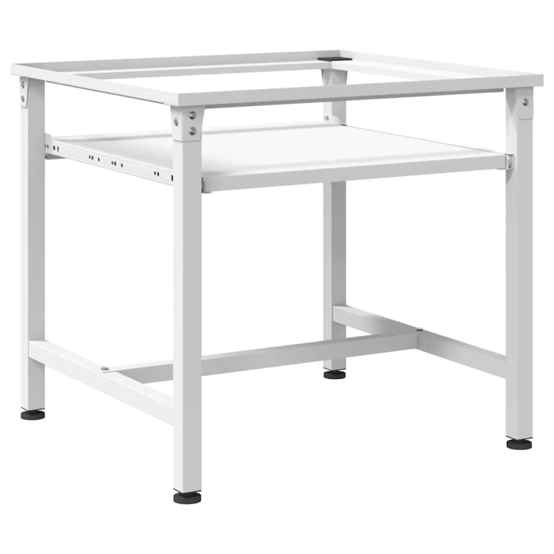 vidaXL veļasmašīnas statīvs ar izvelkamu plauktu, balts