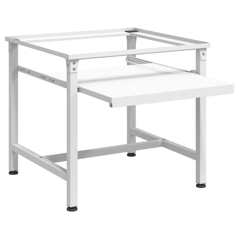 vidaXL veļasmašīnas statīvs ar izvelkamu plauktu, balts