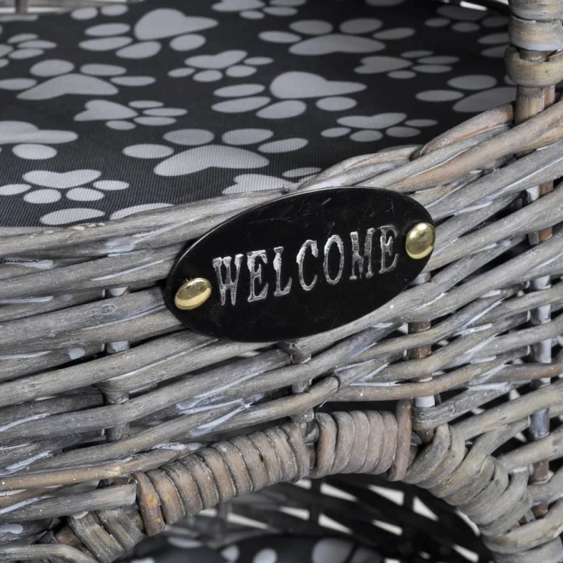 vidaXL kaķu gulta, nagu asināšanas stabs, ar matraci, 2 līmeņi, vītols