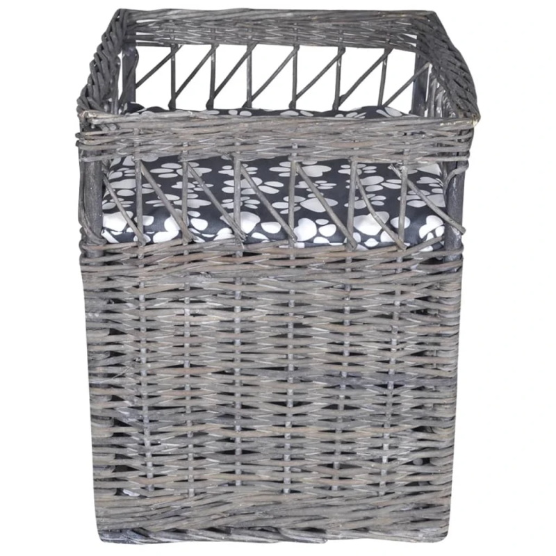 vidaXL kaķu māja, gulta, nagu asināšanas stabs, ar matraci, vītols