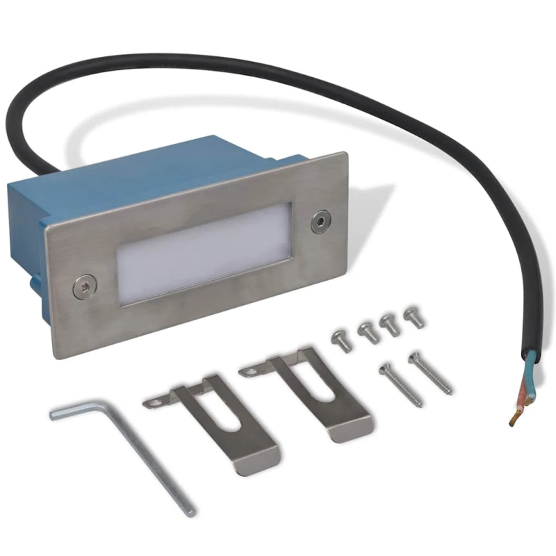 vidaXL LED kāpņu gaismas, iebūvējamas, 2 gab., 44x111x56 mm