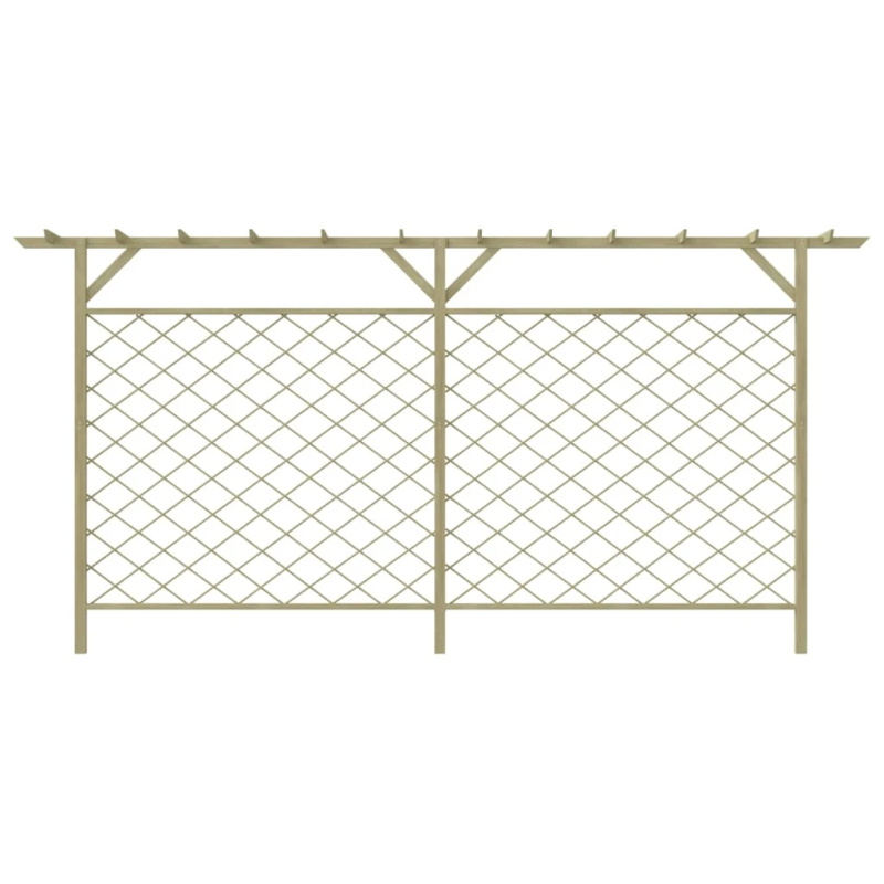 vidaXL dārza žogs ar jumtiņu, režģa dizains, koks
