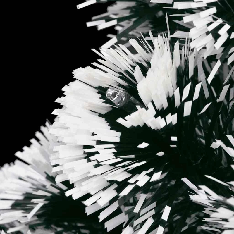 vidaXL izgaismota Ziemassvētku egle ar statīvu un LED, 210cm, optiskā šķiedra