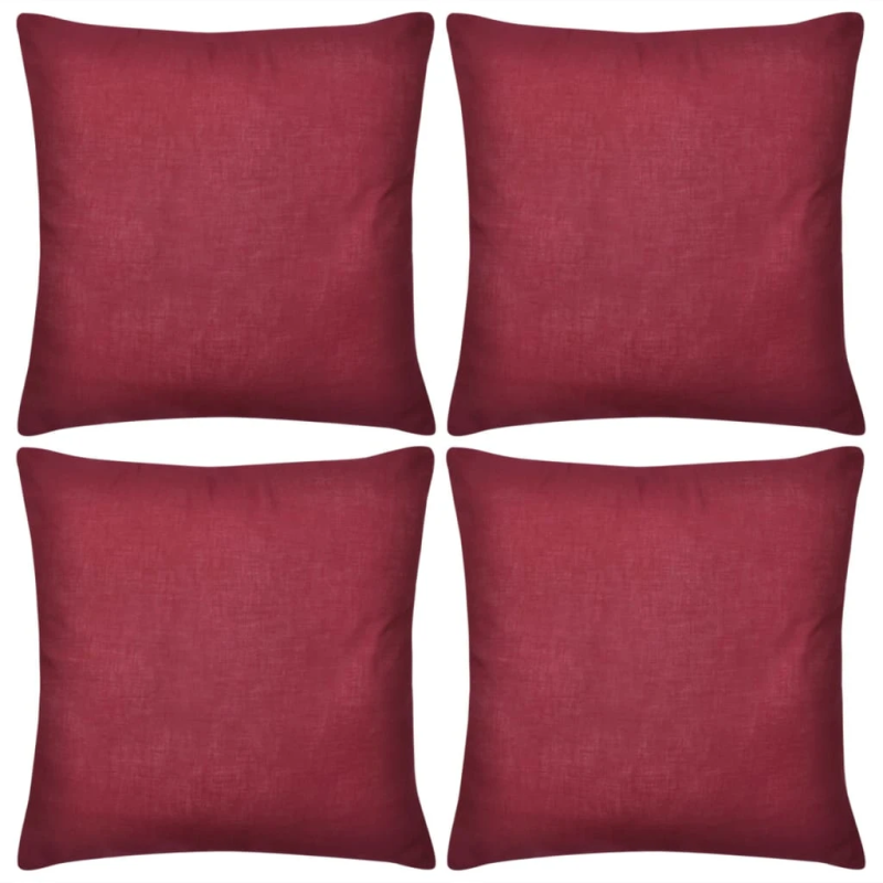 Spilvenu pārvalki, 4 gab., 40 x 40 cm, kokvilna, vīnsarkani