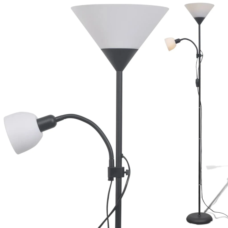 vidaXL stāvlampa, melna