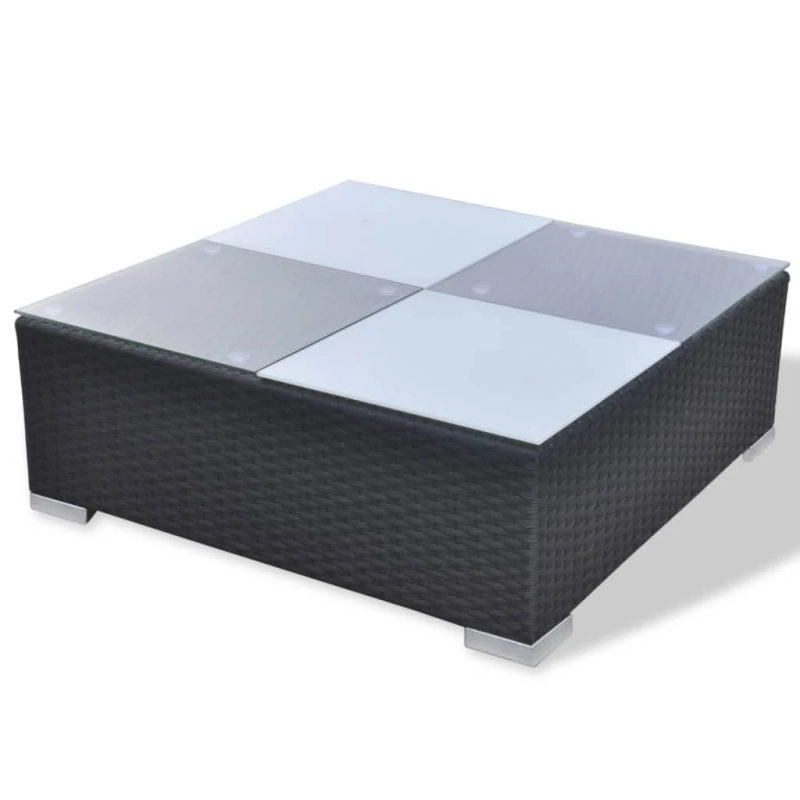 vidaXL 10-daļīgs dārza atpūtas mēbeļu komplekts ar matračiem, melns PE