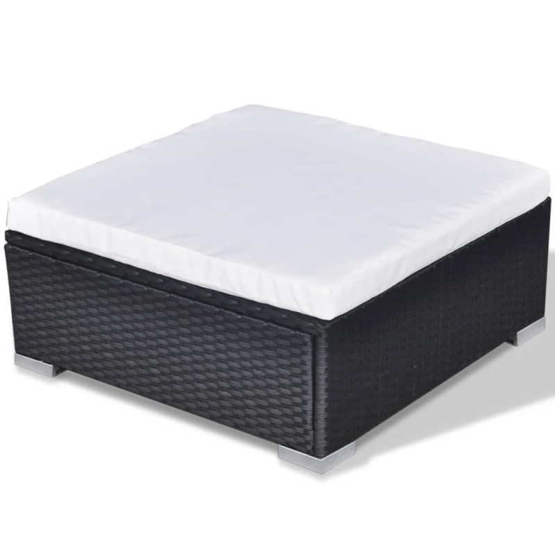 vidaXL 10-daļīgs dārza atpūtas mēbeļu komplekts ar matračiem, melns PE