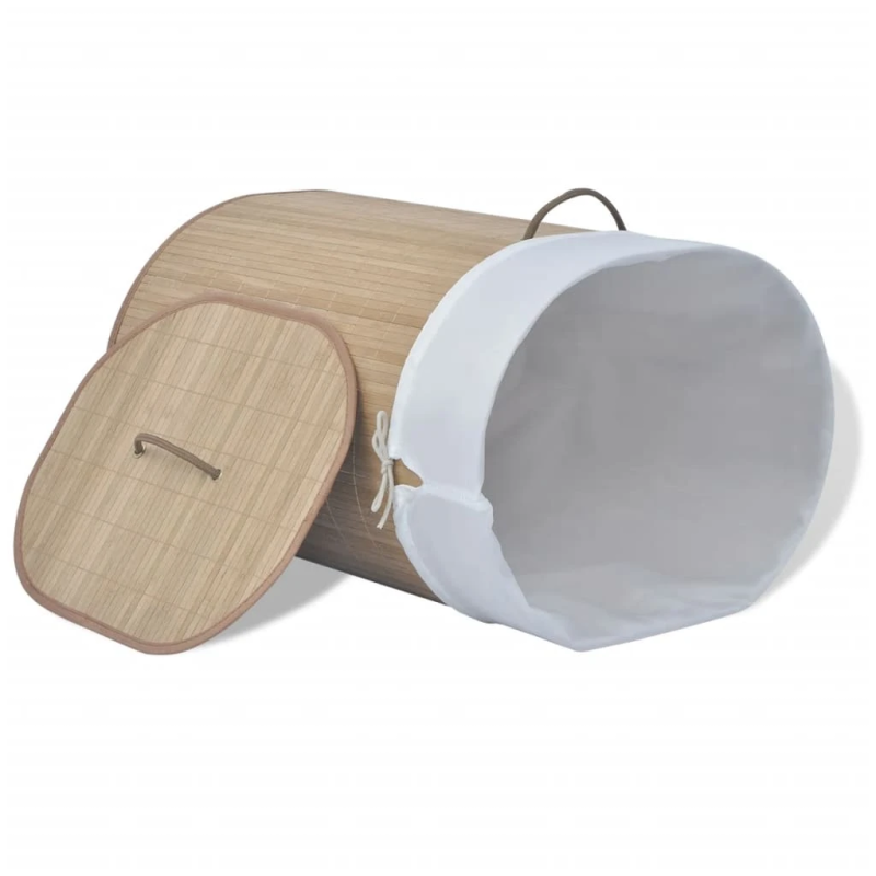 vidaXL veļas grozs, ovāls, dabīgas krāsas bambuss