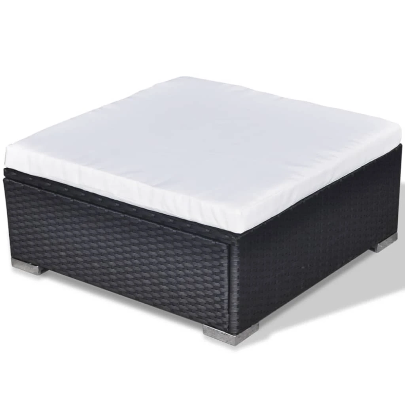 vidaXL 5-daļīgs dārza mēbeļu komplekts, matrači, PE rotangpalma, melns