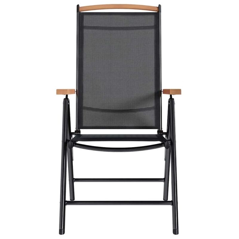 vidaXL saliekami dārza krēsli, 4 gab., alumīnijs un tekstilēns, melni