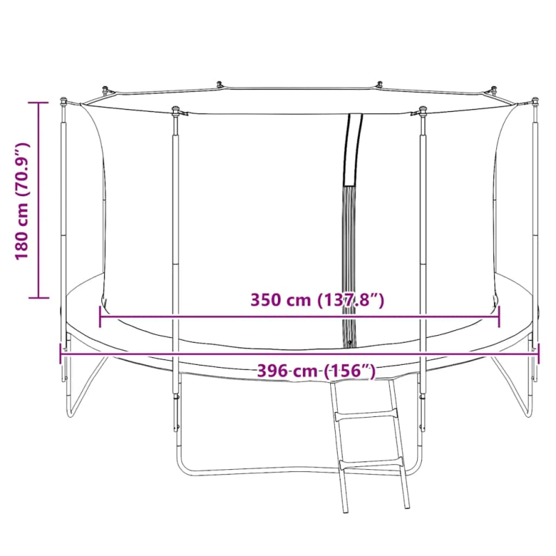 Batuta drošības tīkls 3,96 m lielam, apaļam batutam