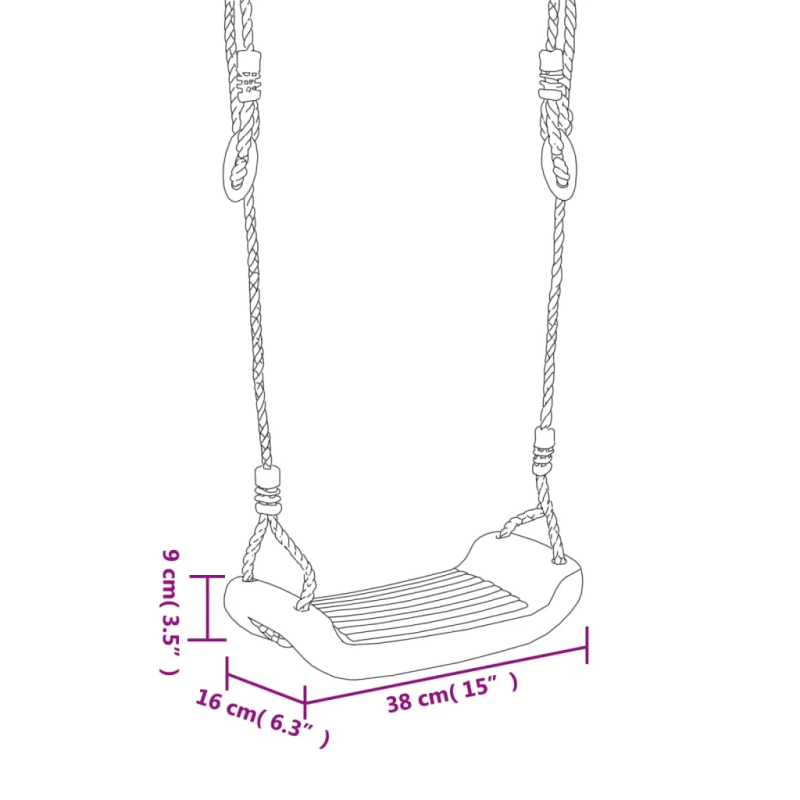 vidaXL šūpoļu sēdekļi ar virvēm, 2 gab., zili, 38x16 cm, polietilēns