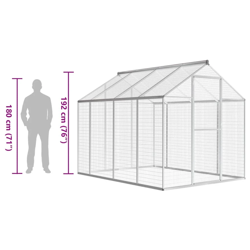 vidaXL āra putnu būris, 178x242x192 cm, alumīnijs