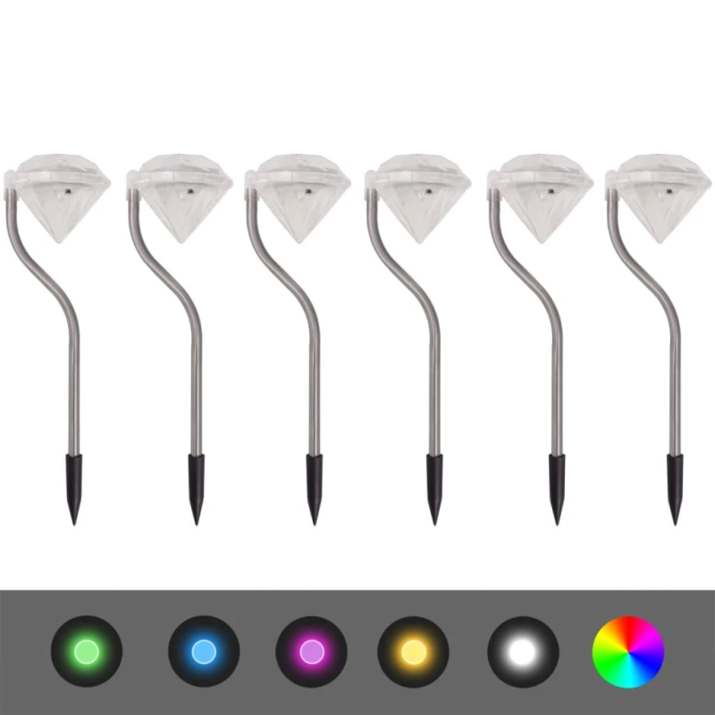 vidaXL solārās LED dārza lampas, 6 gab., 9x7,8x29,5 cm