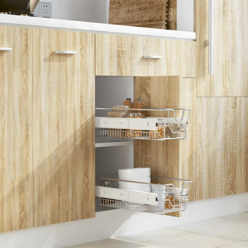 vidaXL izvelkams stiepļu grozs, 2 gab., 300 mm, sudraba