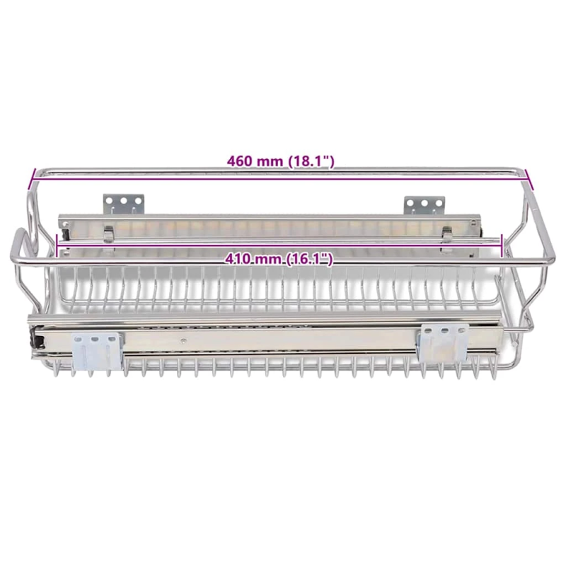 vidaXL izvelkams stiepļu grozs, 2 gab., 300 mm, sudraba