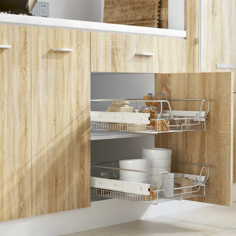 vidaXL izvelkams stiepļu grozs, 2 gab., 500 mm, sudraba