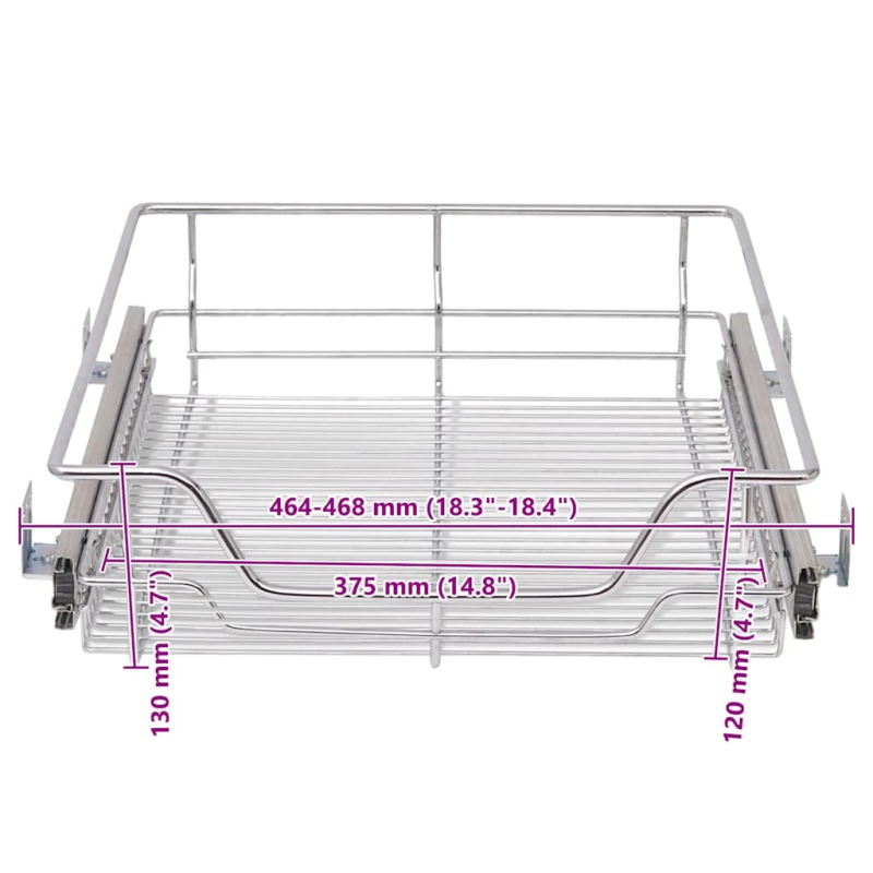 vidaXL izvelkams stiepļu grozs, 2 gab., 500 mm, sudraba