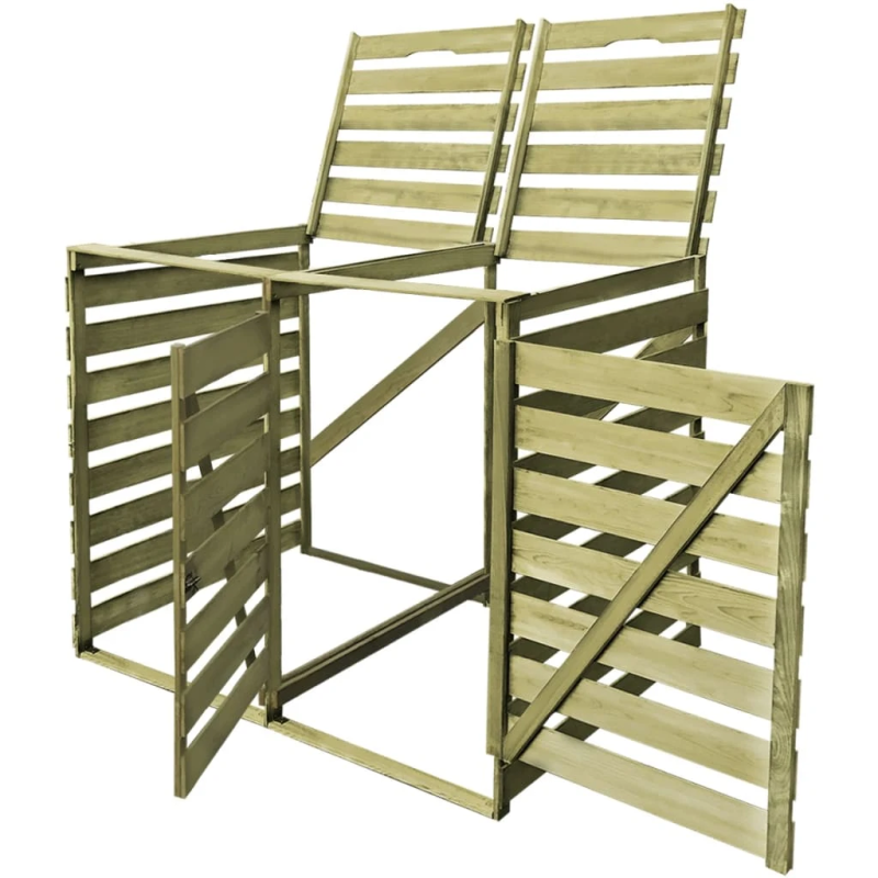 vidaXL 2-daļīga nojume atkritumu konteineram, 240 L, impregnēts koks