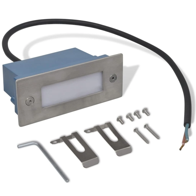 vidaXL LED kāpņu gaismas, iebūvējamas, 6 gab., 44x111x56 mm