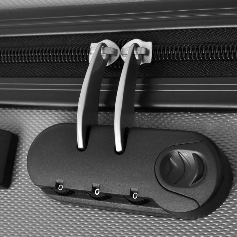 vidaXL trīs cieti koferi ar riteņiem, sudrabaini, 45,5-55-66 cm