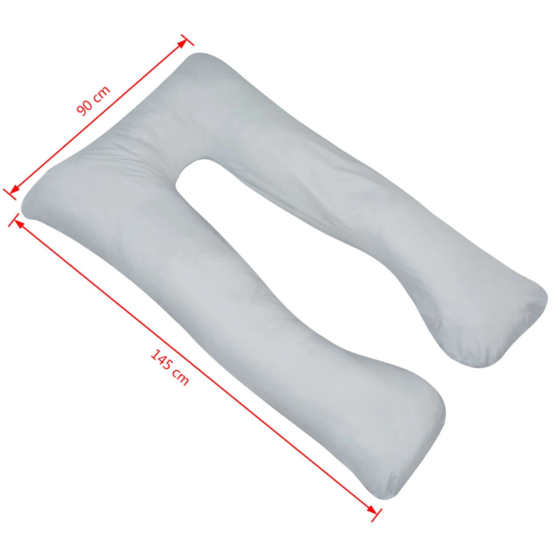 131587 vidaXL grūtniecības spilvens, 90x145 cm, pelēks