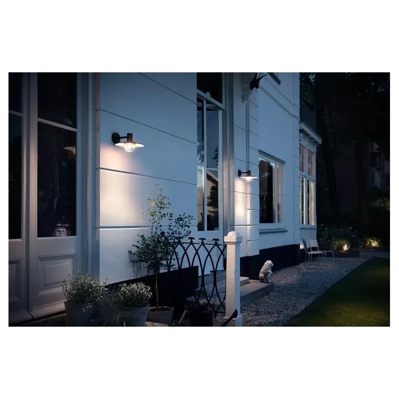 Āra sienas lampa Philips Skua, 42W, E27, IP44, melna krās., 30 cm x 22 cm