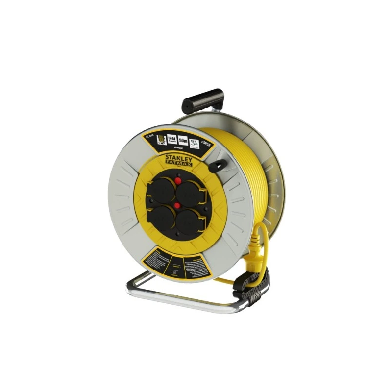 STANLEY Pagarinātāja vads metāla rullī 25m ,4 kontaktligzdas,
