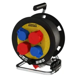 STANLEY Pagarinātāja vads rullī 25m industriāls ,4 kontaktligzdas,