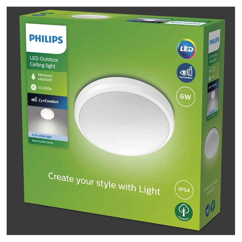 Apgaismojuma plafons philips doris 6w 4000k