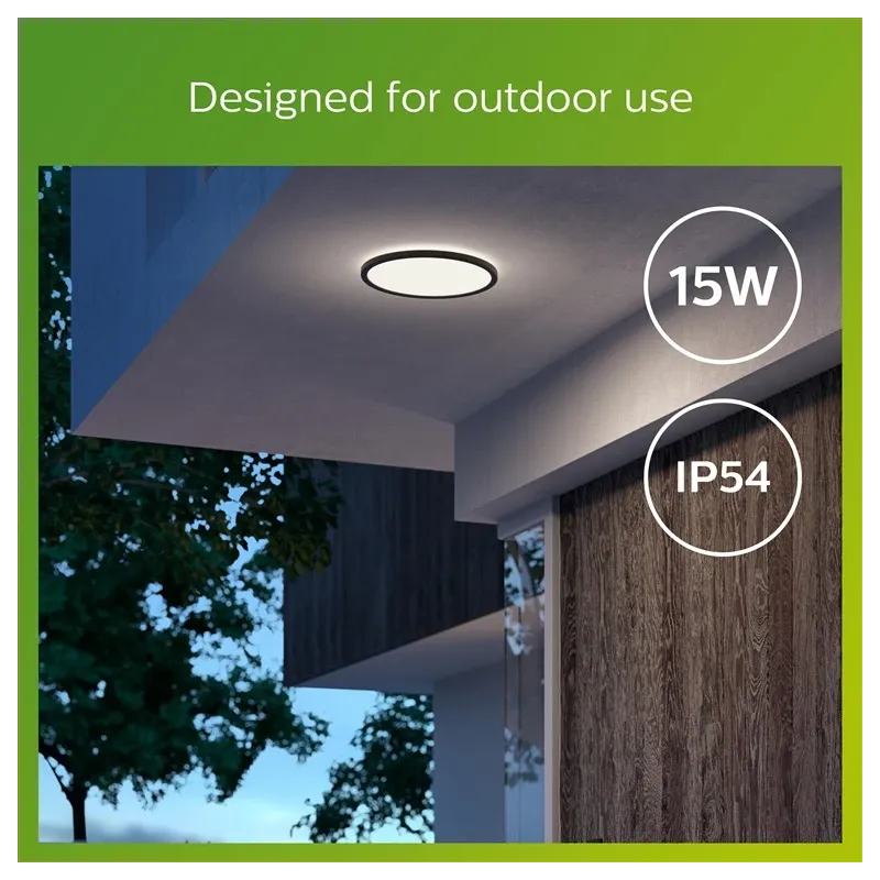Lubinis lauko šviestuvas Philips SuperSlim, 15W, LED, IP54, balta sp.-juoda sp., 25 cm x 2.3 cm