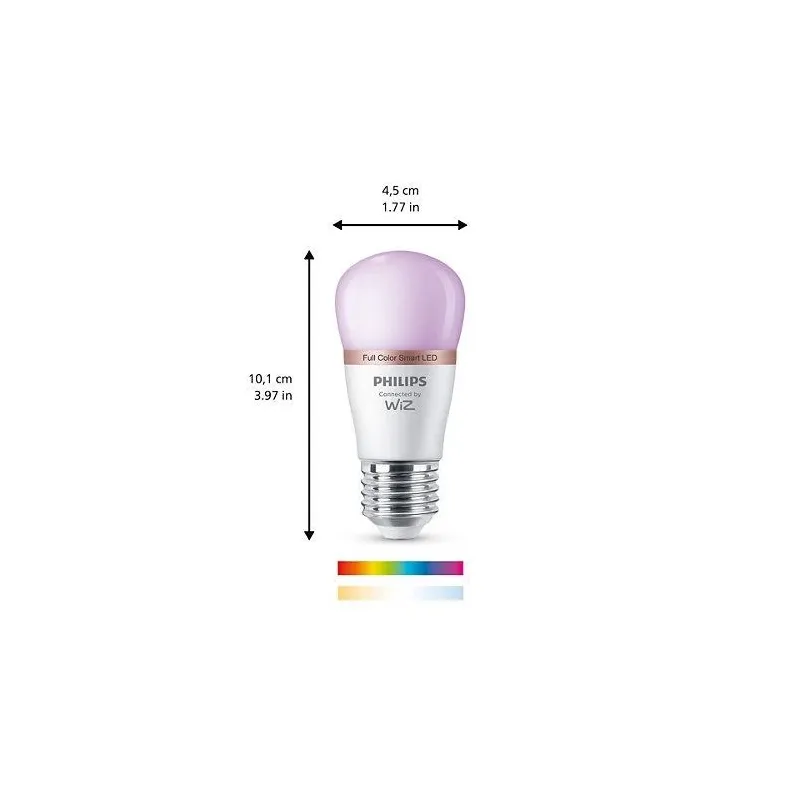 Умная лампа Philips Wiz LED, P45, 2200 - 6500 °К, E27, 4.9 Вт, 470 лм