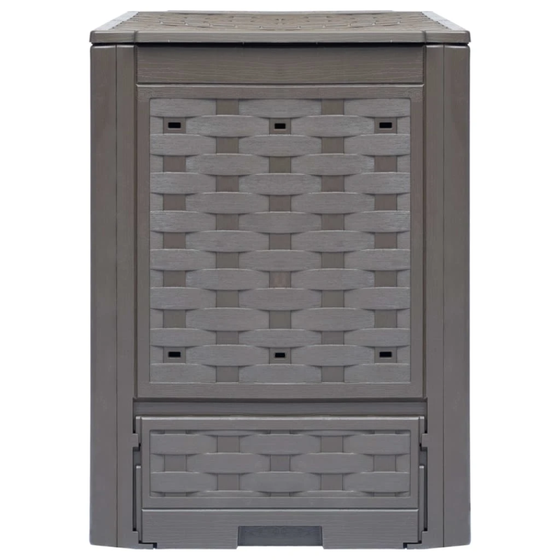 vidaXL komposta kaste, 60x60x83cm, 300L, brūna, plastmasas rotangpalma
