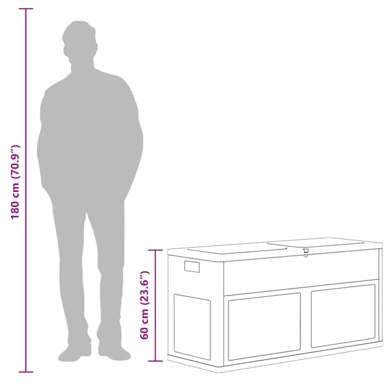 vidaXL dārza uzglabāšanas kaste, 320 L, melna
