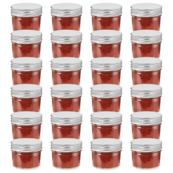 vidaXL ievārījuma burciņas, sudraba krāsas vāciņi, 24 gab., 110 ml