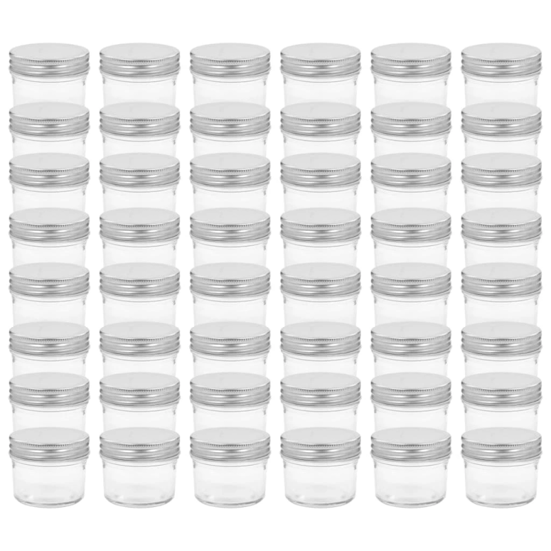 vidaXL ievārījuma burciņas, sudraba krāsas vāciņi, 48 gab., 110 ml