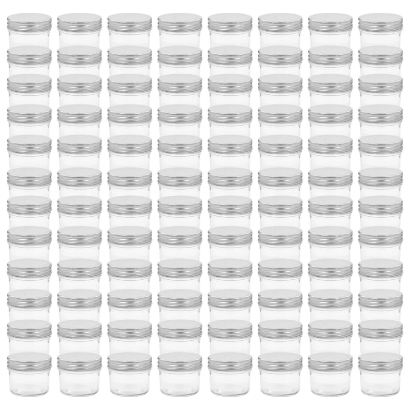 vidaXL ievārījuma burciņas, sudraba krāsas vāciņi, 96 gab., 110 ml