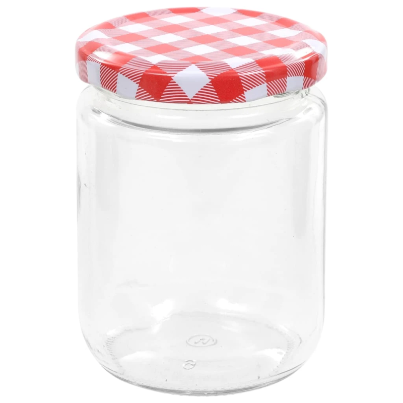 vidaXL ievārījuma burciņas, balti sarkani vāciņi, 96 gab., 230 ml