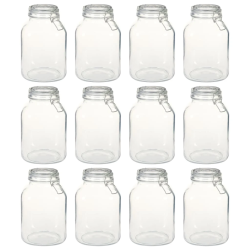vidaXL stikla burciņas ar slēdzamu vāku, 12 gab., 3 L