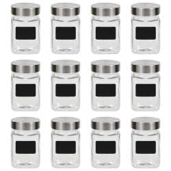 vidaXL uzglabāšanas burkas ar uzlīmēm, 12 gab., 300 ml