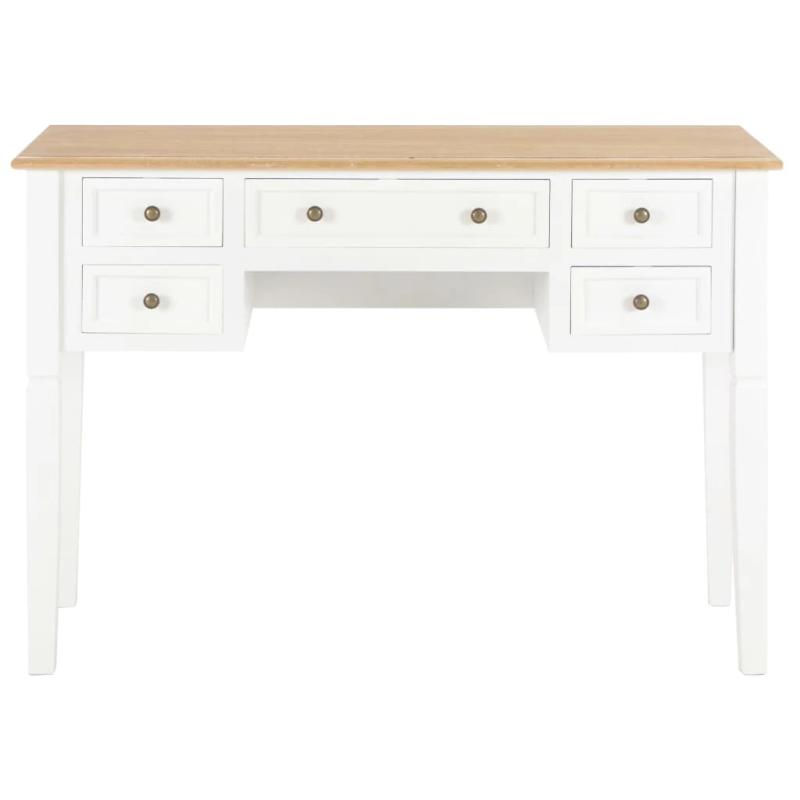 vidaXL rakstāmgalds, 109,5x45x77,5 cm, balts, koks