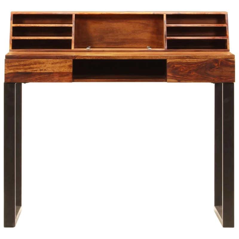 vidaXL rakstāmgalds, 110x50x94 cm, masīvs rožkoks un tērauds