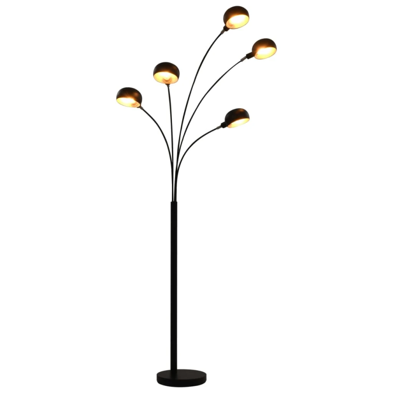 vidaXL stāvlampa, 200 cm, 5 x E14, melnā un zelta krāsā