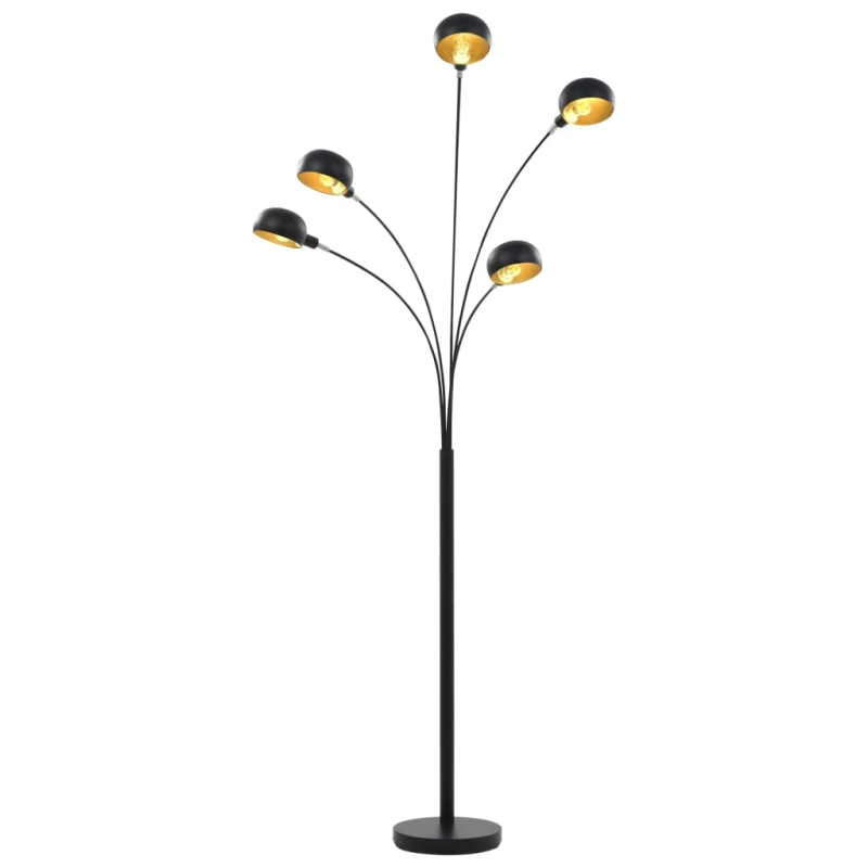 vidaXL stāvlampa, 200 cm, 5 x E14, melnā un zelta krāsā