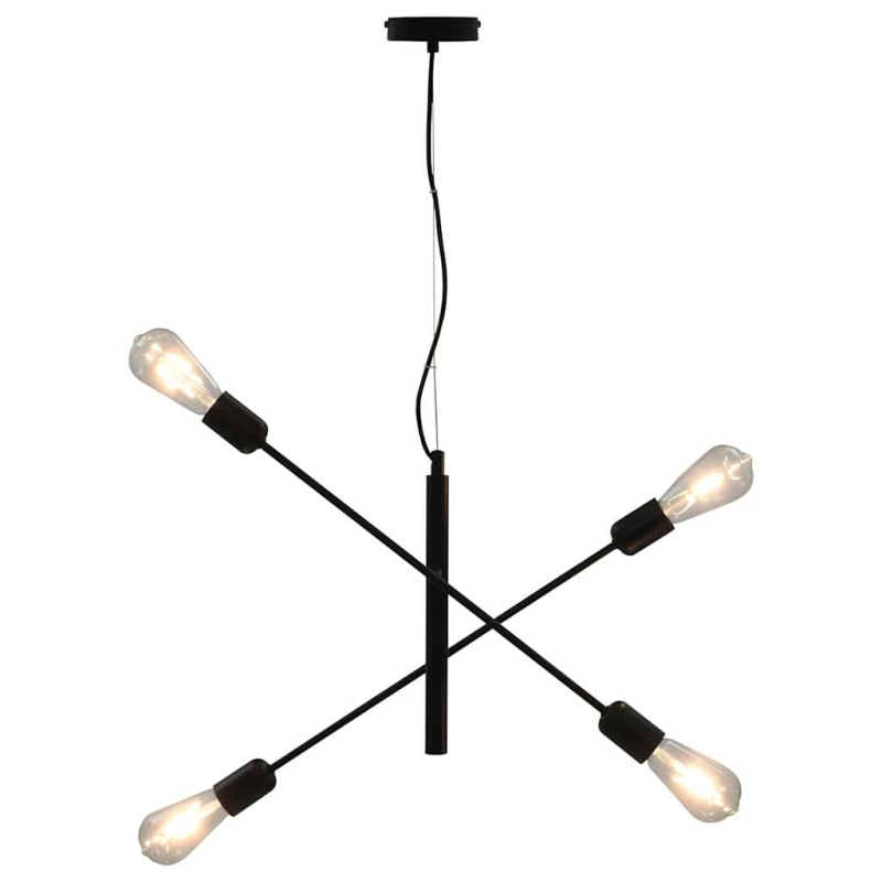 vidaXL griestu lampa ar kvēlspuldzēm, 2 W, E27, melna
