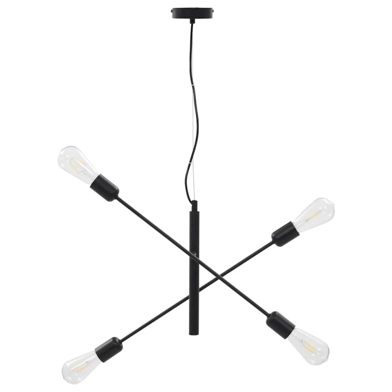 vidaXL griestu lampa ar kvēlspuldzēm, 2 W, E27, melna