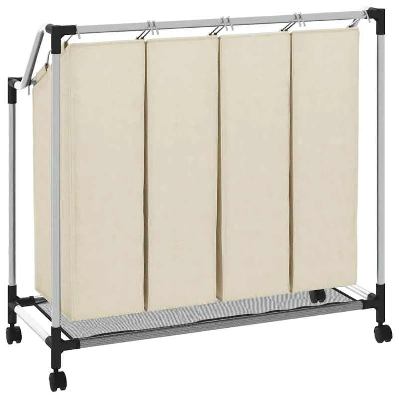 vidaXL veļas kaste, 4 nodalījumi, krēmkrāsā, tērauds